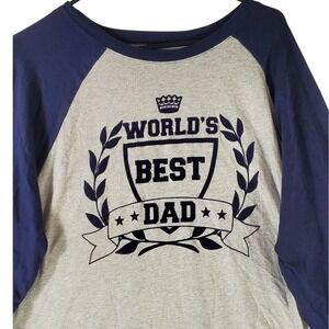 The Children's Place Worlds Best Dad Raglan Baseball Tee Grey Navy Mens XL Adult